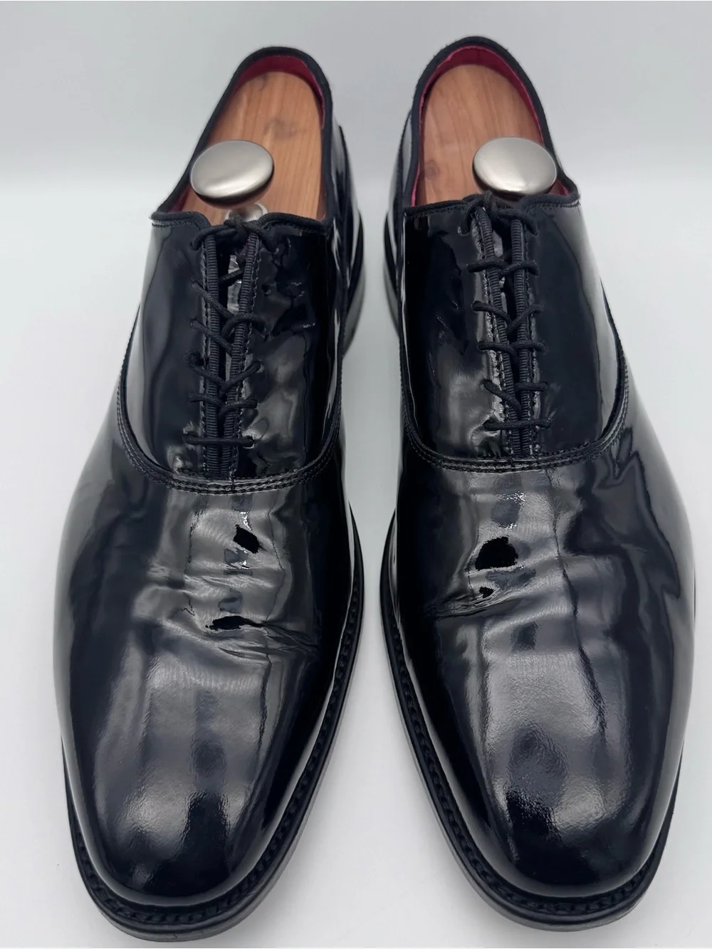 Allen Edmonds Men's 11.5 D Black Patent Leather Lace Up Oxford Dress Shoes